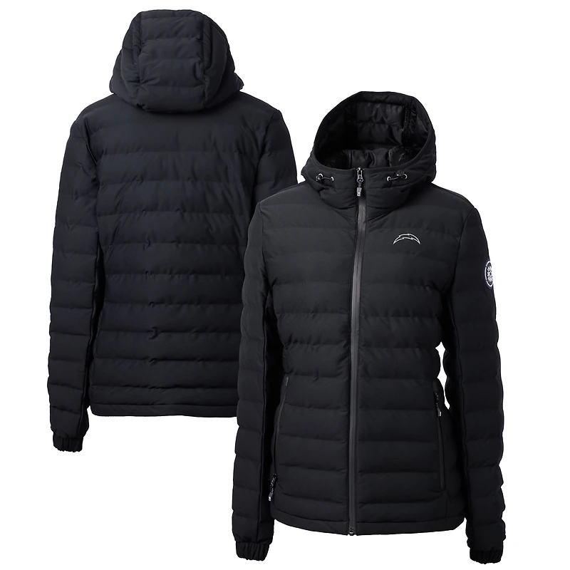 Women's Cutter & Buck Black Los Angeles Chargers Mission Ridge Repreve® Eco Insulated Full-Zip Hoodie Puffer Jacket