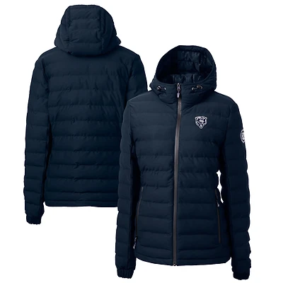 Women's Cutter & Buck Navy Chicago Bears Mission Ridge Repreve® Eco Insulated Full-Zip Hoodie Puffer Jacket