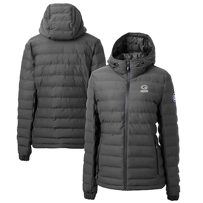 Women's Cutter & Buck Gray Green Bay Packers Mission Ridge Repreve® Eco Insulated Full-Zip Hoodie Puffer Jacket