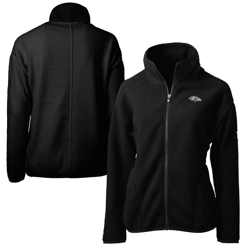 Women's Cutter & Buck Black Baltimore Ravens Cascade Eco Sherpa Fleece Full-Zip Jacket