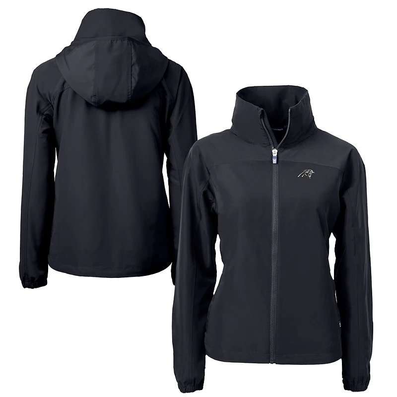 Women's Cutter & Buck Black Carolina Panthers Charter Eco Recycled Full-Zip Hoodie Jacket
