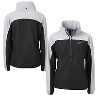Women's Cutter & Buck Black Buffalo Bills Charter Eco Recycled Half-Zip Hoodie Anorak Jacket