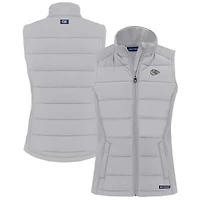 Women's Cutter & Buck Gray Kansas City Chiefs Evoke Hybrid Eco Softshell Recycled Full-Zip Vest