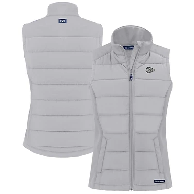Women's Cutter & Buck Gray Kansas City Chiefs Evoke Hybrid Eco Softshell Recycled Full-Zip Vest