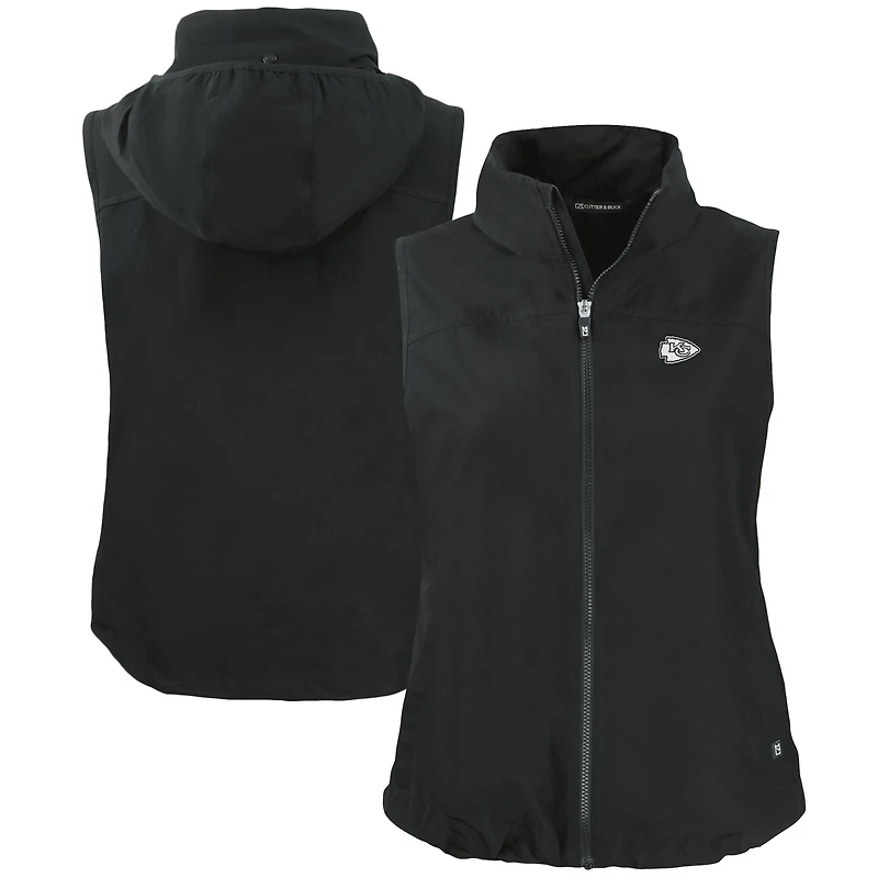 Women's Cutter & Buck Black Kansas City Chiefs Charter Eco Recycled Full-Zip Hoodie Vest