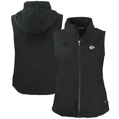 Women's Cutter & Buck Black Kansas City Chiefs Charter Eco Recycled Full-Zip Hoodie Vest