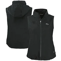 Women's Cutter & Buck Black Denver Broncos Charter Eco Recycled Full-Zip Hoodie Vest