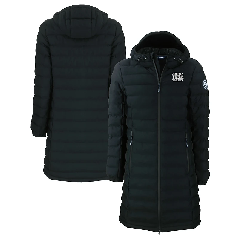 Women's Cutter & Buck Black Cincinnati Bengals Mission Ridge Repreve Eco Insulated Full-Zip Hoodie Long Puffer Jacket
