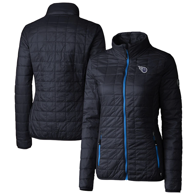 Women's Cutter & Buck Navy Tennessee Titans Rainier PrimaLoft Eco Insulated Full-Zip Puffer Jacket