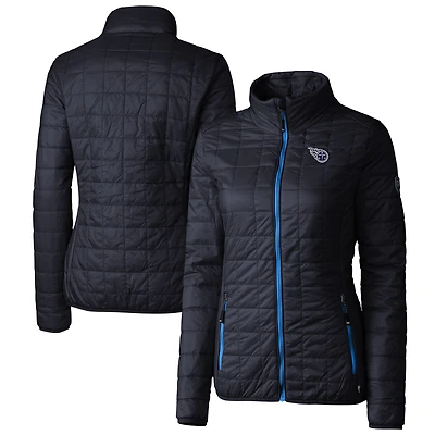 Women's Cutter & Buck Navy Tennessee Titans Rainier PrimaLoft Eco Insulated Full-Zip Puffer Jacket