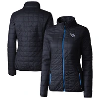Women's Cutter & Buck Navy Tennessee Titans Rainier PrimaLoft Eco Insulated Full-Zip Puffer Jacket
