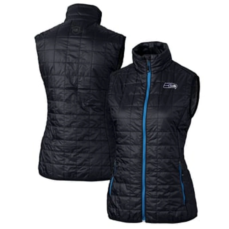Women's Cutter & Buck College Navy Seattle Seahawks Rainier PrimaLoft Eco Insulated Full-Zip Puffer Vest