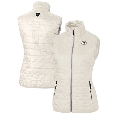 Women's Cutter & Buck Cream San Francisco 49ers Rainier PrimaLoft Eco Insulated Full-Zip Puffer Vest