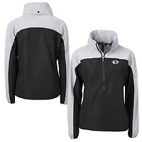 Women's Cutter & Buck Black/Gray San Francisco 49ers Charter Eco Recycled Half-Zip Hoodie Anorak Jacket