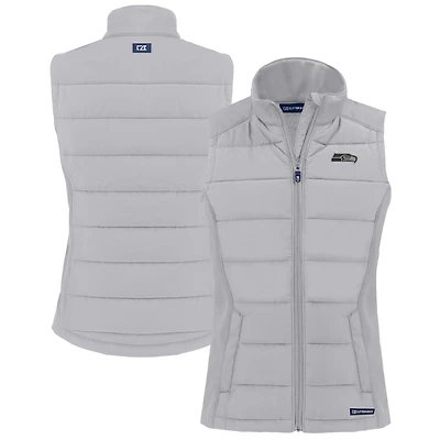Women's Cutter & Buck Gray Seattle Seahawks Evoke Hybrid Eco Softshell Recycled Full-Zip Vest