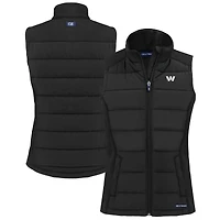 Women's Cutter & Buck Black Washington Commanders Evoke Hybrid Eco Softshell Recycled Full-Zip Vest