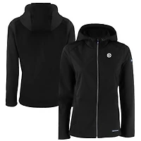 Women's Cutter & Buck Black Pittsburgh Steelers Evoke Eco Softshell Recycled Full-Zip Hoodie Jacket