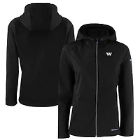 Women's Cutter & Buck Black Washington Commanders Evoke Eco Softshell Recycled Full-Zip Hoodie Jacket