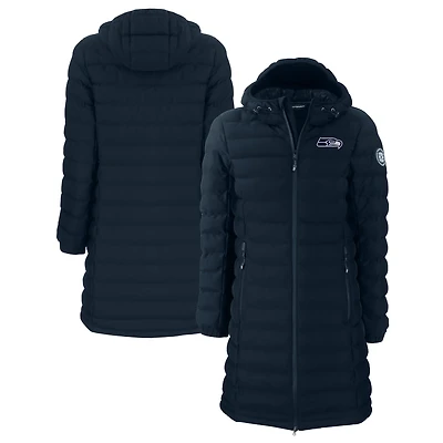 Women's Cutter & Buck College Navy Seattle Seahawks Mission Ridge Repreve Eco Insulated Full-Zip Hoodie Long Puffer Jacket