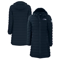Women's Cutter & Buck College Navy Seattle Seahawks Mission Ridge Repreve Eco Insulated Full-Zip Hoodie Long Puffer Jacket