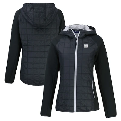 Women's Cutter & Buck Black New York Giants Rainier PrimaLoft Eco Hybrid Full-Zip Hoodie Jacket