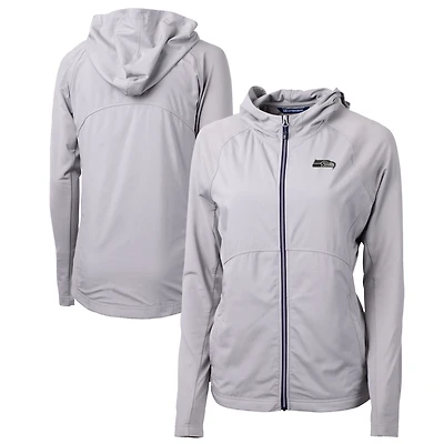 Women's Cutter & Buck Gray Seattle Seahawks Adapt Eco Knit Hybrid Recycled Full-Zip Jacket