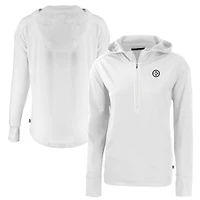 Women's Cutter & Buck  White Pittsburgh Steelers Daybreak Eco Recycled Half-Zip Hoodie
