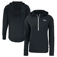 Women's Cutter & Buck  Black Seattle Seahawks Daybreak Eco Recycled Half-Zip Hoodie