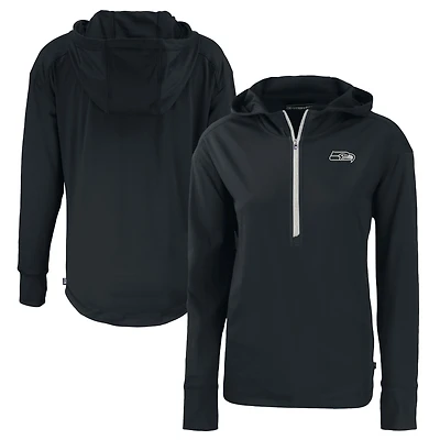 Women's Cutter & Buck  Black Seattle Seahawks Daybreak Eco Recycled Half-Zip Hoodie