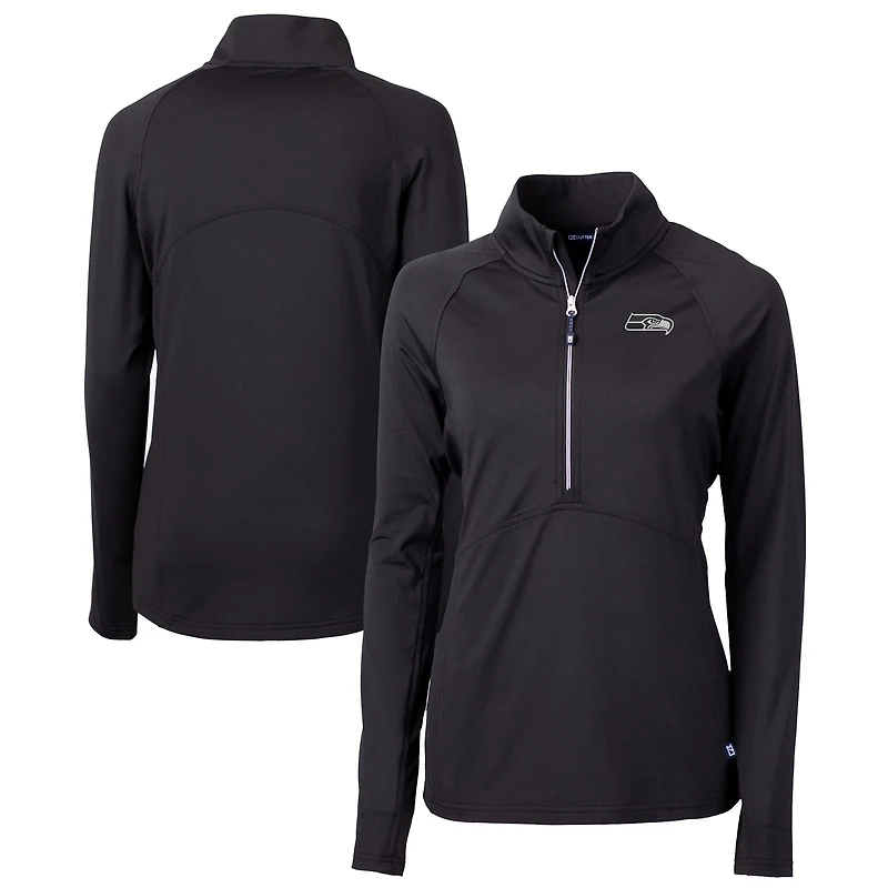 Women's Cutter & Buck Seattle Seahawks Adapt Eco Knit Stretch Recycled Raglan Half-Zip Top