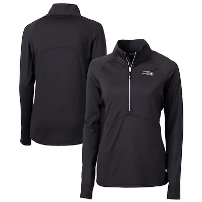 Women's Cutter & Buck Seattle Seahawks Adapt Eco Knit Stretch Recycled Raglan Half-Zip Top