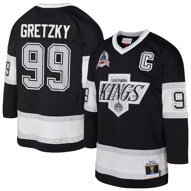 Youth Mitchell & Ness Wayne Gretzky Black Los Angeles Kings 1992/93 Captain Patch Power Play Player Jersey