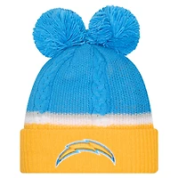 Women's New Era  Powder Blue Los Angeles Chargers Double Bubble Cuffed Knit Hat with Poms