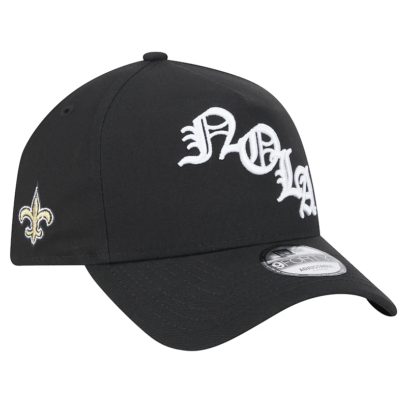 Men's New Era Black New Orleans Saints Mystic 9FORTY A-Frame Adjustable Hat