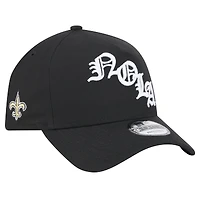 Men's New Era Black New Orleans Saints Mystic 9FORTY A-Frame Adjustable Hat