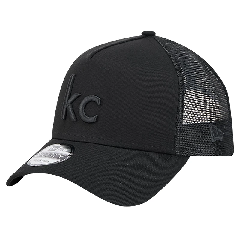 Men's New Era Black Kansas City Chiefs Domain 9FORTY A-Frame Trucker Adjustable Hat