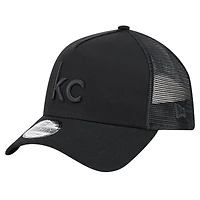 Men's New Era Black Kansas City Chiefs Domain 9FORTY A-Frame Trucker Adjustable Hat