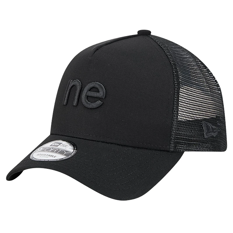 Men's New Era Black New England Patriots Domain 9FORTY A-Frame Trucker Adjustable Hat