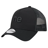 Men's New Era Black New England Patriots Domain 9FORTY A-Frame Trucker Adjustable Hat