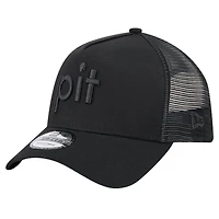 Men's New Era Black Pittsburgh Steelers Domain 9FORTY A-Frame Trucker Adjustable Hat