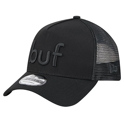 Men's New Era Black Buffalo Bills Domain 9FORTY A-Frame Trucker Adjustable Hat
