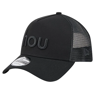 Men's New Era Black Houston Texans Domain 9FORTY A-Frame Trucker Adjustable Hat