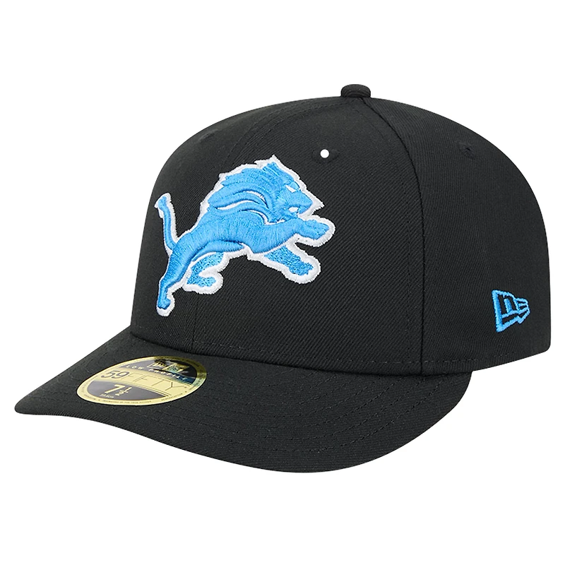 Men's New Era Black Detroit Lions Omaha Low Profile 59FIFTY Fitted Hat