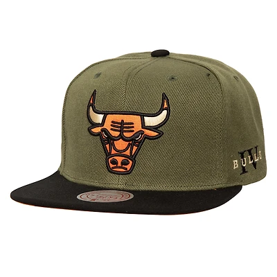 Men's Mitchell & Ness Olive/Black Chicago Bulls Core IV Snapback Hat