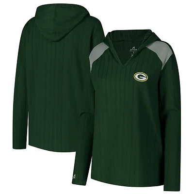 Women's Antigua Green Green Bay Packers Opulent Long Sleeve Hoodie T-Shirt