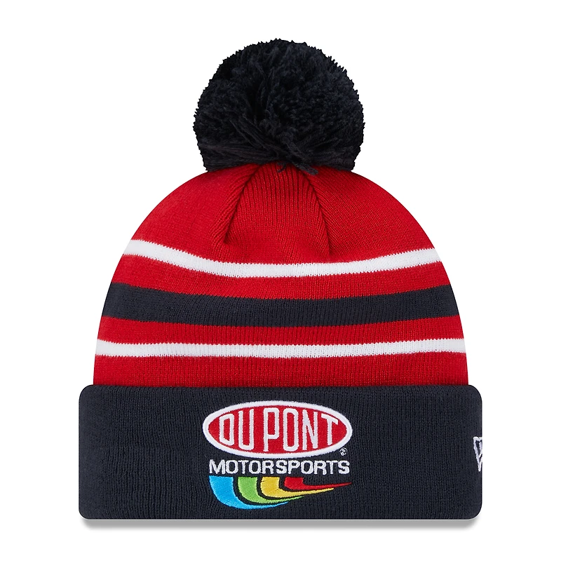 Men's New Era Navy Jeff Gordon DuPont Cuffed Knit Hat with Pom