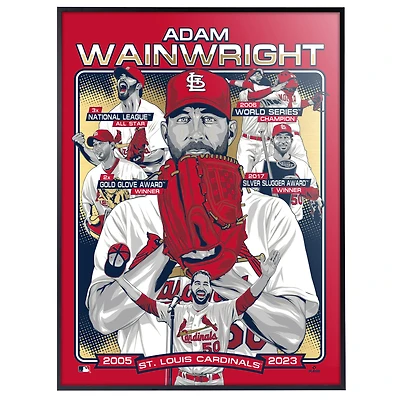 Phenom Gallery Adam Wainwright St. Louis Cardinals MLB Career 18" x 24" Deluxe Framed Gold Foil Serigraph