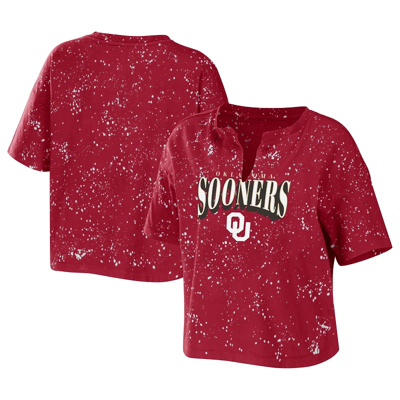Women's WEAR by Erin Andrews Crimson Oklahoma Sooners Splatter T-Shirt