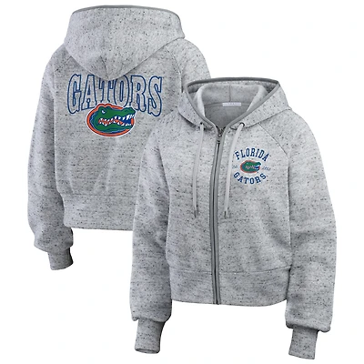 Women's WEAR by Erin Andrews Heather Gray Florida Gators Wear Speckle Double-Hit Raglan Full-Zip Hoodie