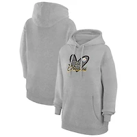 Women's G-III 4Her by Carl Banks Heather Gray Pittsburgh Steelers Animal Print Heart Team Graphic Fleece Tri-Blend Pullover Hoodie
